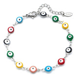 Cusua Linda Pulsera De Ojo Azul Para Niñas De Acero Inoxidab