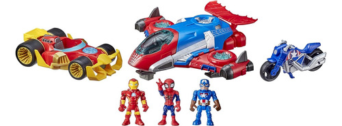 Set 3 Superheroes Marvel Con Vehiculos Grandes