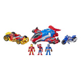 Set 3 Superheroes Marvel Con Vehiculos Grandes