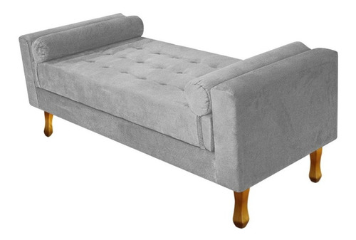 Recamier Baú Félix Queen Size 160cm Suede Cinza - Adj Decor