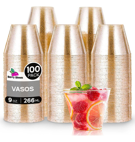 Vasos De 9 Oz Desechables Elegantes Para Fiesta 100 Pz, Copas Elegantes Para Fiestas, Bodas, Postre, Cócteles, Vino