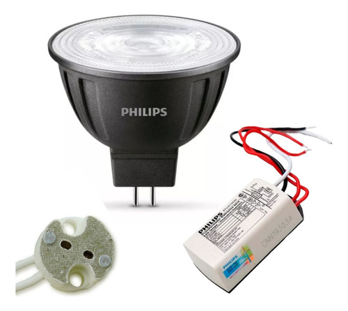 Lámpara Led Dicroica 6.5w Mr16 12v Philips + Zócalo + Trafo