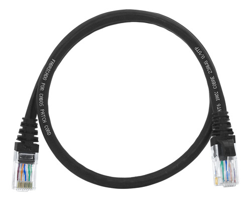 Kit 30 Cabos Rj45 Cat6 Preto 23awg 50 Cm Giga Lan 10/1000