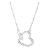 Cadena Dije Zircon Corazón Doble Cubic Plata 925 Regalo 