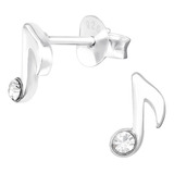 Aretes Nota Musical Corchea Plata 925 Hombre Y Mujer Aritos