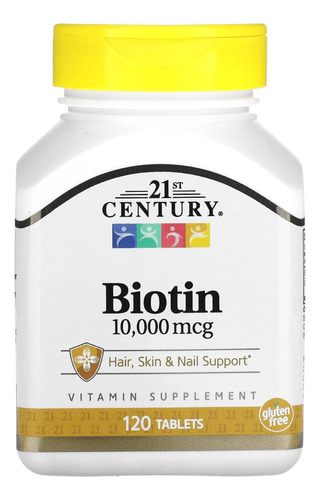 Vitamina Para Cabelo Biotina 10000mcg 21st Century 120 Softg