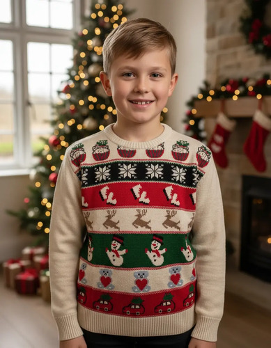 Sueter Navideño / Ugly Sweater Niños Renos Y Osos