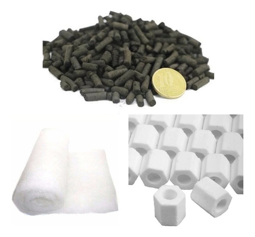 Lã Perlon 100x100 + 1 Kg Carvão Ativado+1 Kg Ceramica Porosa