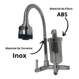 Torneira Gourmet Com Filtro De Parede Inox 1/4 De Volta Cor Prateado