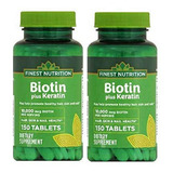 Suplemento Biotina Y Keratina - 10.000 Mcg - 300 Comprimidos - Pack 2