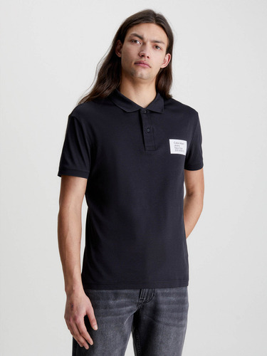 Polo Con Insignia Negro Calvin Klein