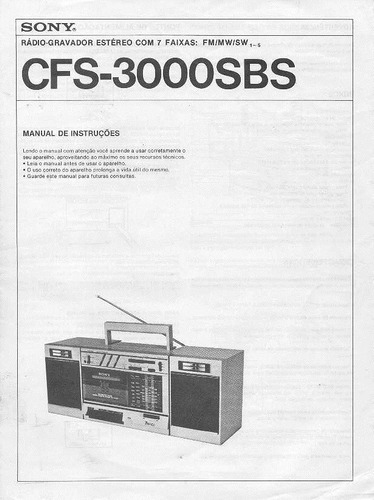 Manual Rádio Gravador Sony Cfs-3000bs # Novo