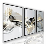 Quadros Decorativos Sala Abstrato Linha Gold Luxo Promoção