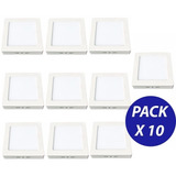 Pack X 10 Foco Panel Plafon Led Sobrepuesto Cuadrado 24w