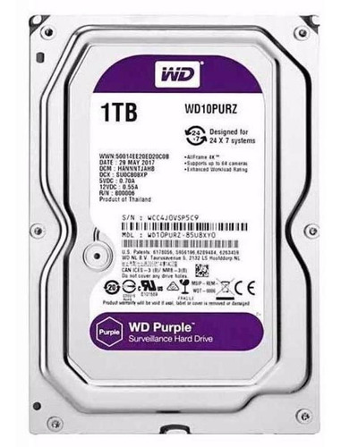 Hd Pc 1tb Sata 3 5400 64mb Wd Purple Western Digital