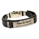 Pulseira Couro Masculina Personalizado Dados Nascimento 