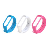 Pulseira Para Mi Band 3 E 4 Silicone Resistente Kit Com 3