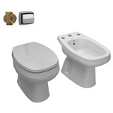 Combo Baño Monaco Corto Bidet Valvula Tapa Pe