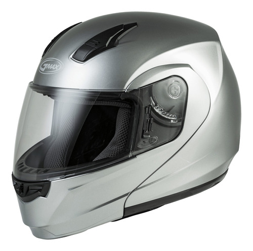 Casco Gmax Md-04 Modular Plata Metalico