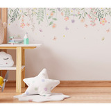 Papel De Parede Floral Rosas Borboletas Infantil 9m² Vr586