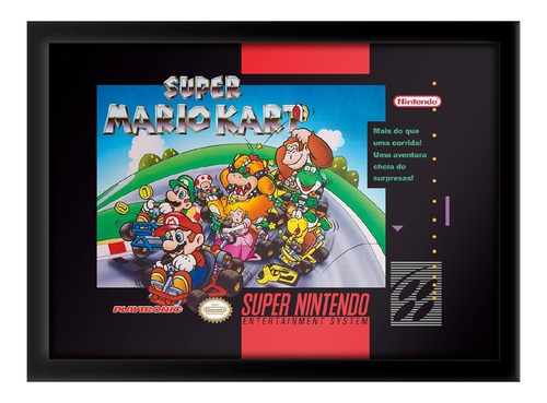 Quadro Capa Super Mario Kart Snes Playtronic Br 33x45cm A3