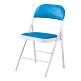 Silla Plegable Acojinada Para Oficina Home Office Extriores Color Azul Claro Material Del Tapizado Cuero Sintético