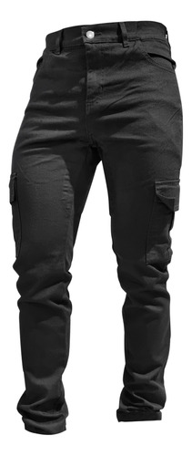 Pantalon Cargo Reflectivo Protecciones Hombre Negro Samurai