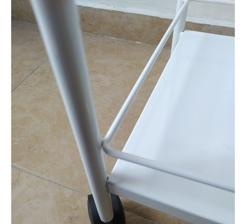 Mesa Auxiliar Metalica Ruedas Blanca 3 Niveles De 81x40x30