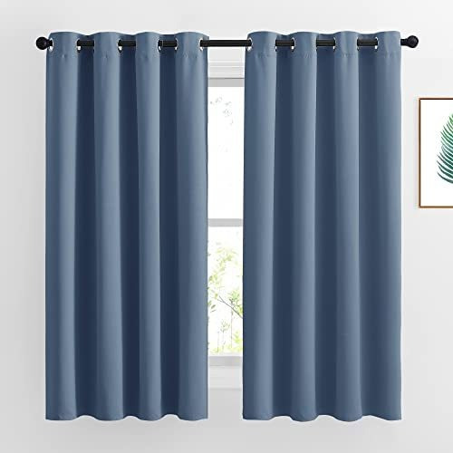 Cortinas Opacas De Aislamiento Termico 52x63in Azul Acero