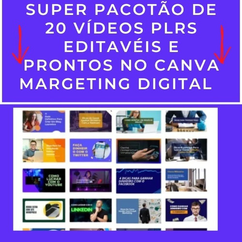 Super Pacotão Com 40 Vídeos Plrs Editáveis No Canva +brindes