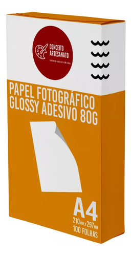 Papel Fotográfico Adesivo A4 Glossy 80g 200 Folhas Premium