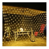 Luces Cascada Malla Led Solar 3x3mts Navidad Decoración