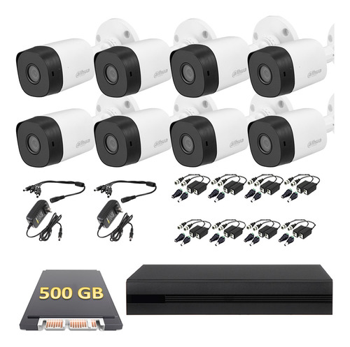 Kit Video Vigilancia 8 Cámaras 1080p Dahua 500 Gb Baluns