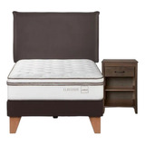 Cama Europea 1,0 Plaza Rosen Classique + Muebles Maurice