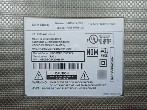 Tarjeta Fuente Alimentacion Tv Samsung. Mod: Un55mu6100f