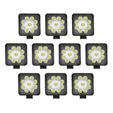 Juego X10 Faros Proyector 27w 9 Led Cuadrado 4x4 Moto Alta