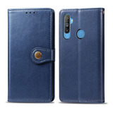 For Oppo Realme C3 Retro Solid Color Leather Buckle Phone Ca