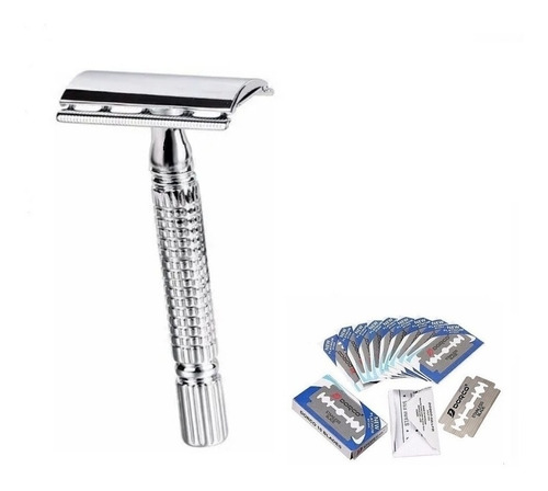 Navaja Rasuradora Clasica Inox +10 Repuestos Barberia Barber