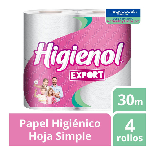 Papel Higiénico higienol Export Panal 4 Rollos X 30 Mts