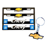 Par De Porta Placas Premium Chevy 3d Con Llavero O Tapones 