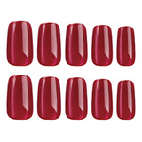 P Red Solid Color Wear Uñas Short Style Red Liso Color 6001