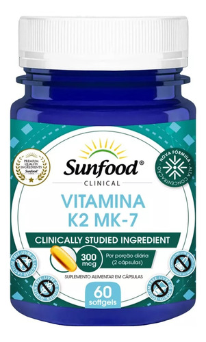 Vitamina K2 Mk-7 300mcg 60 Softgels Sunfood Clinical