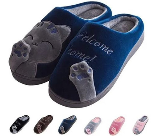 Pantuflas De Gato Felpa Gatito Hombre Mujer Comodas Regalo