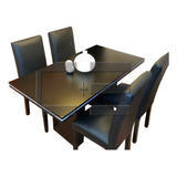 Juego Comedor Moderno Tr 160x80 + 4 Sillas Ecocuero