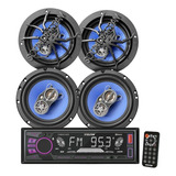 Kit Autoestéreo C907b + 4 Bocinas 6.5  Cono Azul Soundstream