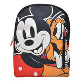 Mochila Disney Mickey Mouse Y Pluto Estampado Relieve 160062 Primaria Ruz Color Negro