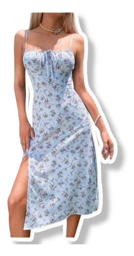 Vestido Para Verano De Estampado Floral Y Tirantes