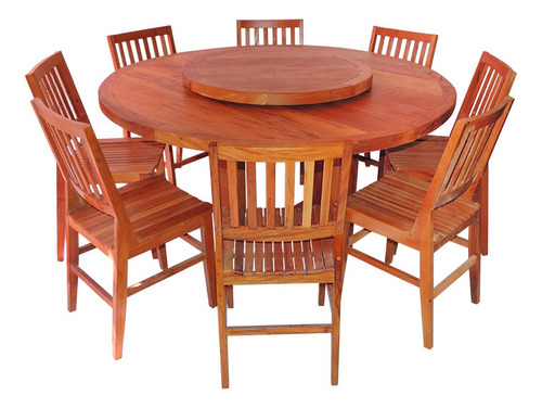 Conjunto Mesa De Jantar Redonda 1,6 M 8 Cadeiras Madri Em Ma