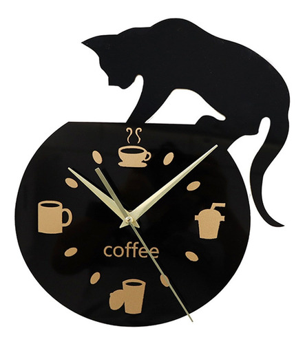 Acrílico 3d Reloj Grande De Pared Reloj Creativo Gato Auto