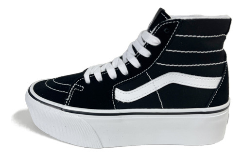 Tenis Vans Sk8 Hi De Plataforma En Color Negro Y Blanco